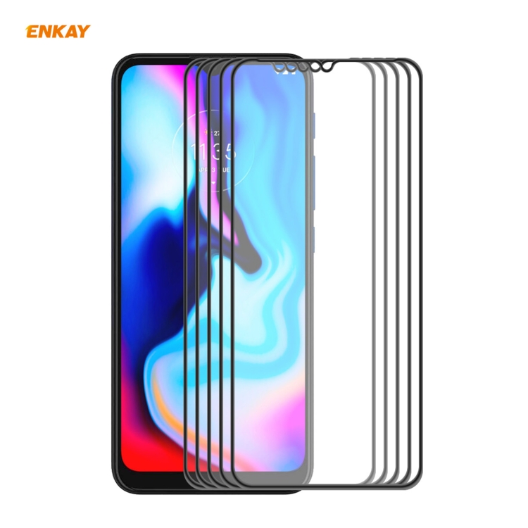 

For Motorola Moto E7 Plus 5 PCS ENKAY Hat-Prince Anti-drop Full Glue Tempered Glass Full Screen Film Anti-fall Protector