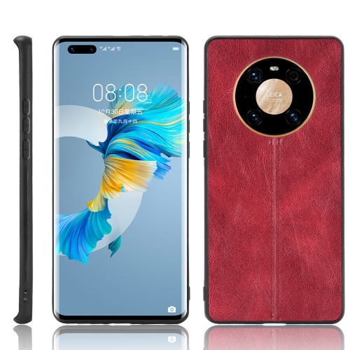 

For Huawei Mate 40 Pro+ Shockproof Sewing Cow Pattern Skin PC + PU + TPU Case(Red)