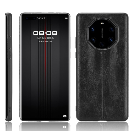 

For Huawei Mate 40 RS Porsche Design Shockproof Sewing Cow Pattern Skin PC + PU + TPU Case(Black)