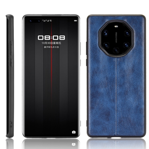 

For Huawei Mate 40 RS Porsche Design Shockproof Sewing Cow Pattern Skin PC + PU + TPU Case(Blue)