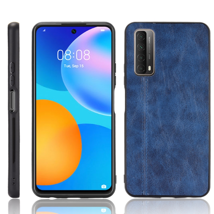 

For Huawei Y7a / P Smart 2021 Shockproof Sewing Cow Pattern Skin PC + PU + TPU Case(Blue)