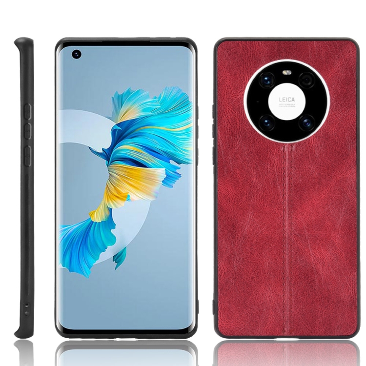 

For Huawei Mate 40 Shockproof Sewing Cow Pattern Skin PC + PU + TPU Case(Red)