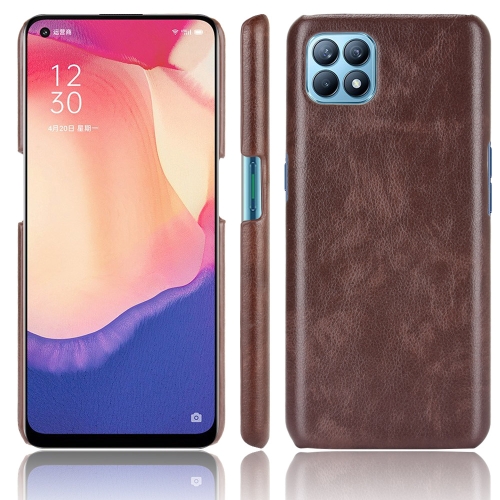 

For OPPO Reno4 SE Shockproof Litchi Texture PC + PU Case(Brown)