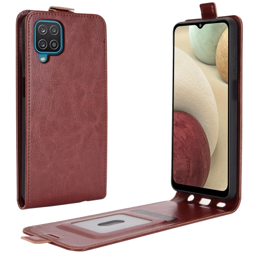 

For Samsung Galaxy A12 R64 Texture Single Vertical Flip Leather Protective Case with Card Slots & Photo Frame(Brown)