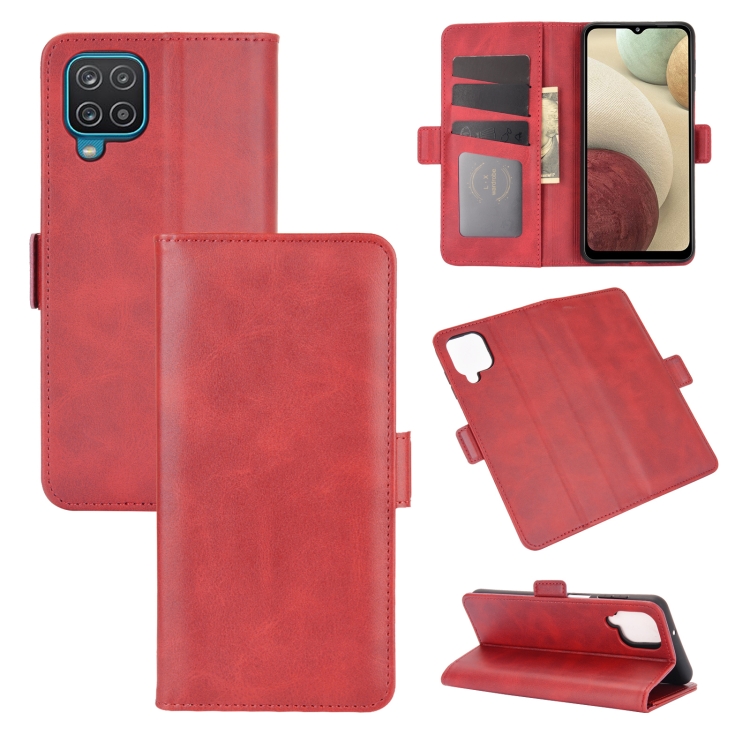 

For Samsung Galaxy A12 Dual-side Magnetic Buckle Horizontal Flip Leather Case with Holder & Card Slots & Wallet(Red)