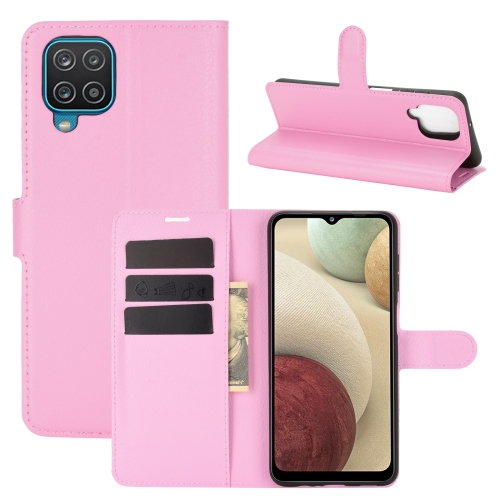 Sunsky For Samsung Galaxy A12 Litchi Texture Horizontal Flip Protective Case With Holder Card Slots Wallet Pink