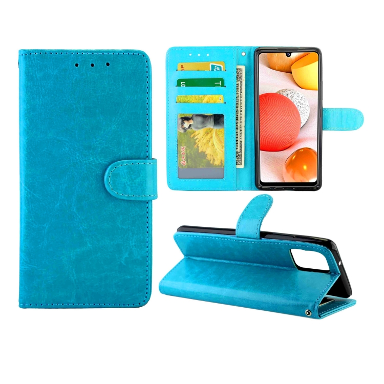 

For Samsung Galaxy A42 5G Crazy Horse Texture Leather Horizontal Flip Protective Case with Holder & Card Slots & Wallet & Photo Frame(Baby Blue)