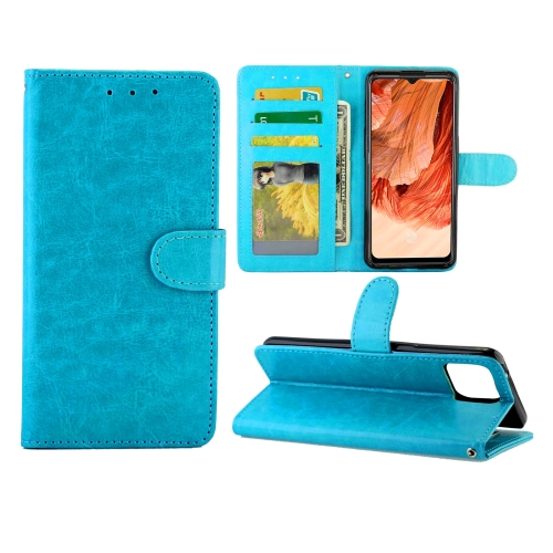 

For OPPO F17 / A73 (2020) 4G Crazy Horse Texture Leather Horizontal Flip Protective Case with Holder & Card Slots & Wallet & Photo Frame(Baby Blue)