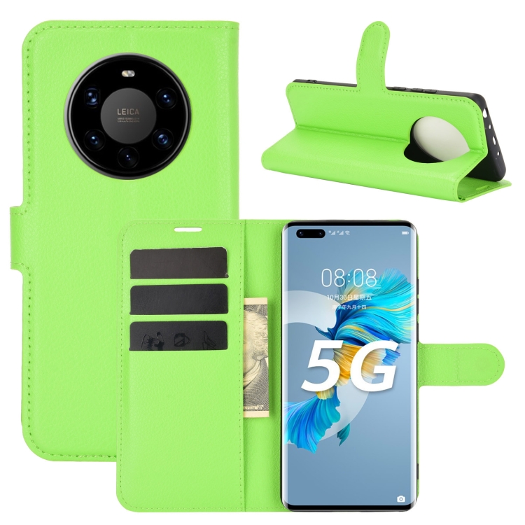 

For Huawei Mate 40 Pro+ Litchi Texture Horizontal Flip Protective Case with Holder & Card Slots & Wallet(Green)