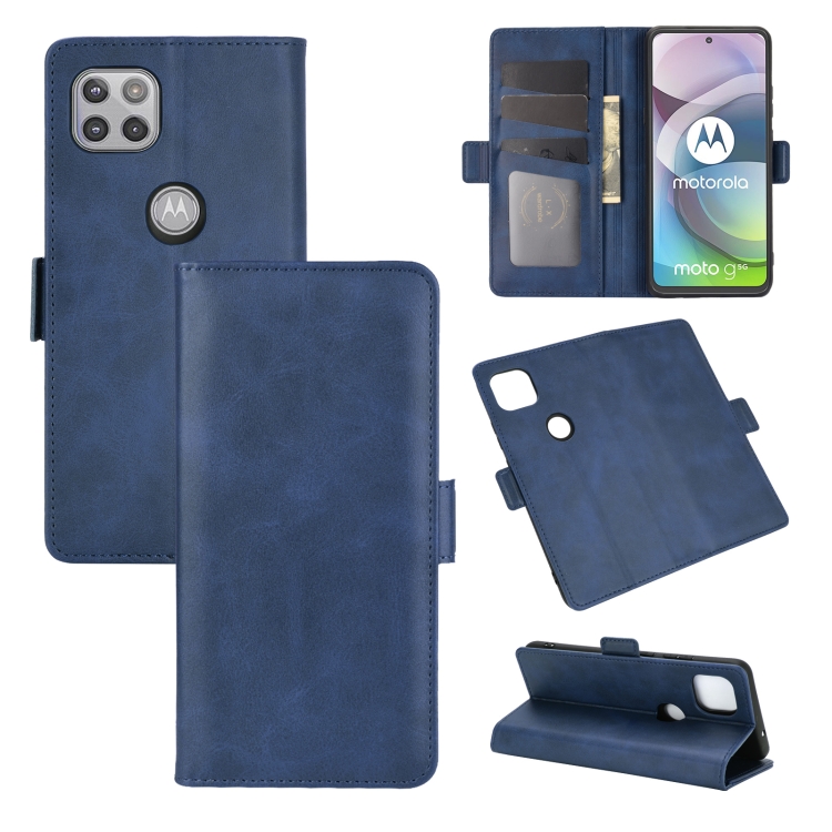 

For Motorola Moto G 5G Dual-side Magnetic Buckle Horizontal Flip Leather Case with Holder & Card Slots & Wallet(Dark Blue)