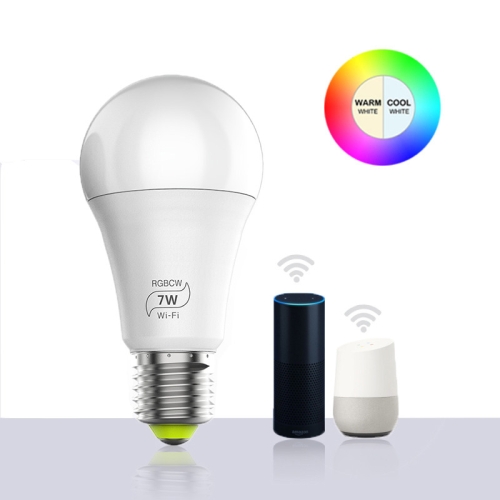 

7W E27 RGBCW WIFI LED smart bulb wireless smart home automation light(RGBCW+Warm White+White)