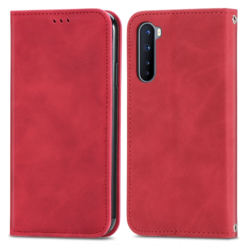 

Retro Skin Feel Business Magnetic Horizontal Flip Leather Case With Holder & Card Slots & Wallet & Photo Frame For OnePlus Nord(Red)