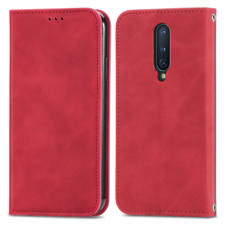 

Retro Skin Feel Business Magnetic Horizontal Flip Leather Case With Holder & Card Slots & Wallet & Photo Frame For OnePlus 8(Red)