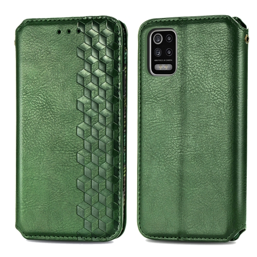 

For LG K52 Cubic Grid Pressed Horizontal Flip Magnetic PU Leather Case with Holder & Card Slots & Wallet(Green)