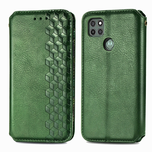 

For Motorola G9 power Cubic Grid Pressed Horizontal Flip Magnetic PU Leather Case with Holder & Card Slots & Wallet(Green)