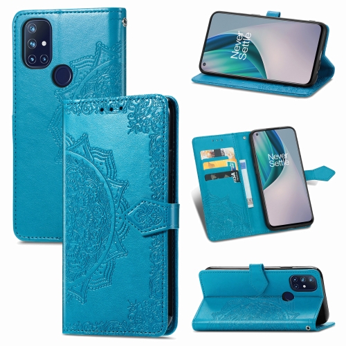 

For OnePlus N10 Mandala Flower Embossed Horizontal Flip Leather Case with Holder & Three Card Slots & Wallet & Lanyard(Blue)