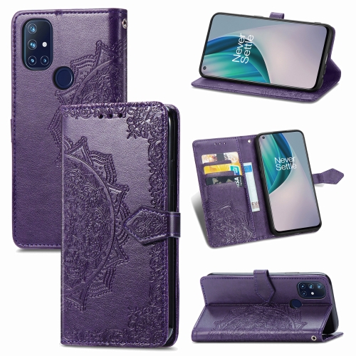 

For OnePlus N10 Mandala Flower Embossed Horizontal Flip Leather Case with Holder & Three Card Slots & Wallet & Lanyard(Purple)