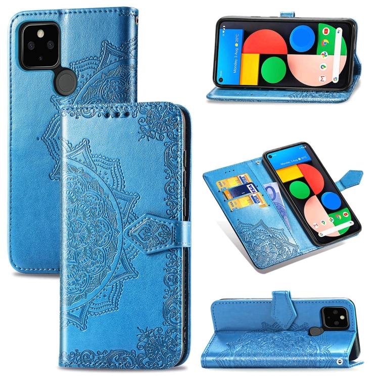 

For vivo Y50 Mandala Flower Embossed Horizontal Flip Leather Case with Holder & Three Card Slots & Wallet & Lanyard(Blue)