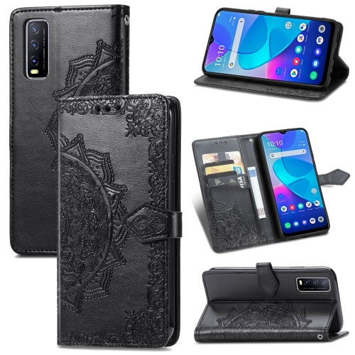 

For vivo Y20 Mandala Flower Embossed Horizontal Flip Leather Case with Holder & Three Card Slots & Wallet & Lanyard(Black)