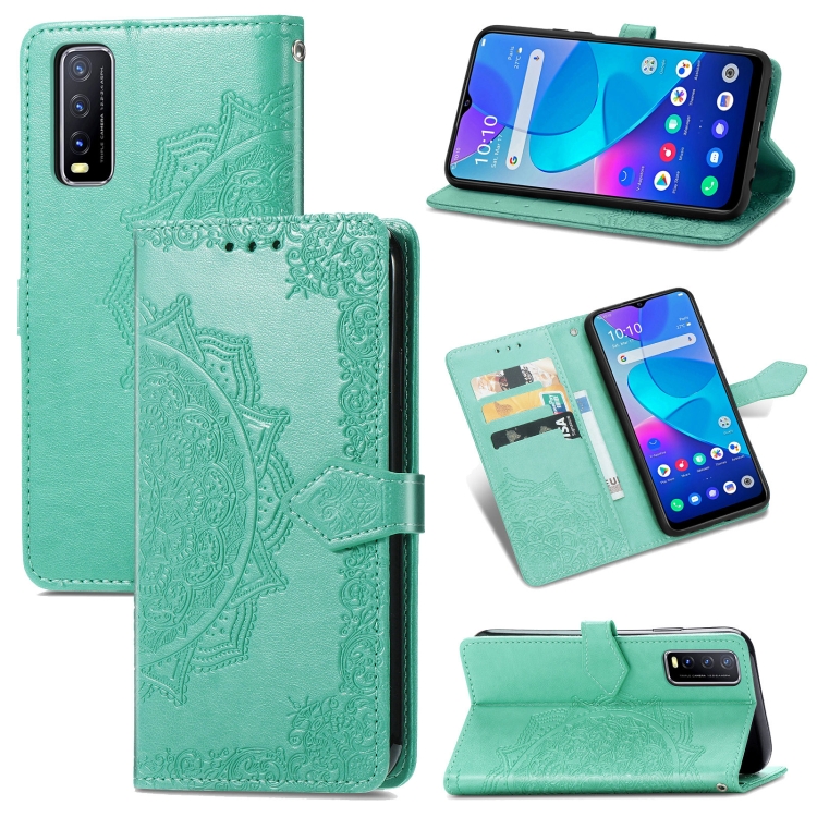 

For vivo Y20 Mandala Flower Embossed Horizontal Flip Leather Case with Holder & Three Card Slots & Wallet & Lanyard(Green)