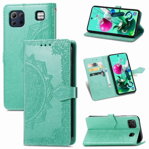 

For LG K92 5G Mandala Flower Embossed Horizontal Flip Leather Case with Holder & Three Card Slots & Wallet & Lanyard(Green)