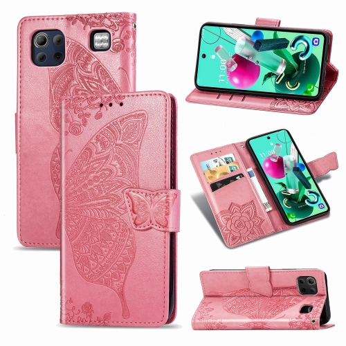 

For LG K92 5G Butterfly Love Flower Embossed Horizontal Flip Leather Case with Bracket / Card Slot / Wallet / Lanyard(Pink)