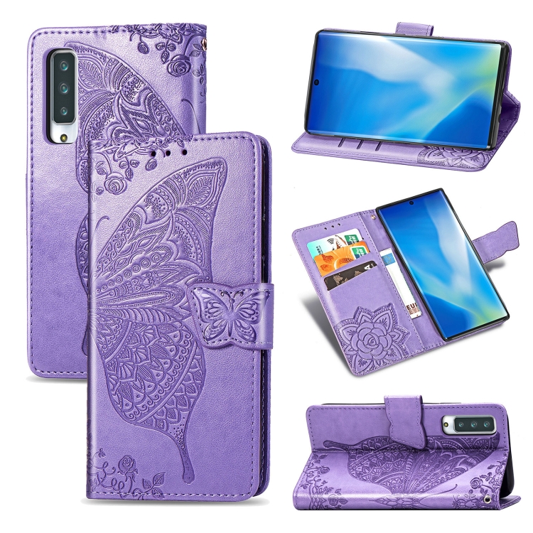 

For Arrows NX9 F-52A Butterfly Love Flower Embossed Horizontal Flip Leather Case with Bracket / Card Slot / Wallet / Lanyard(Light Purple)