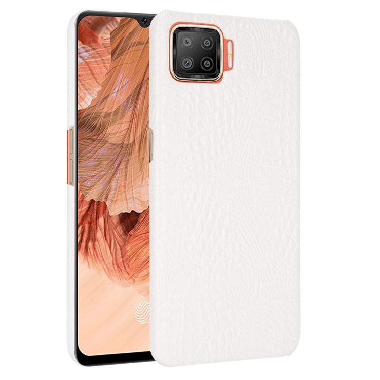 

For OPPO F17 / A73 2020 Shockproof Crocodile Texture PC + PU Case(White)