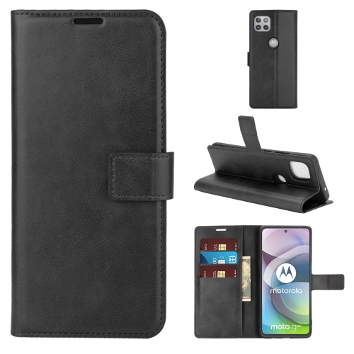 

Retro Calf Pattern Buckle Horizontal Flip Leather Case with Holder & Card Slots & Wallet For Motorola Moto G 5G(Black)