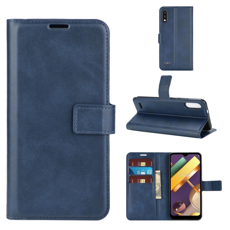 

Retro Calf Pattern Buckle Horizontal Flip Leather Case with Holder & Card Slots & Wallet For LG K22(Blue)