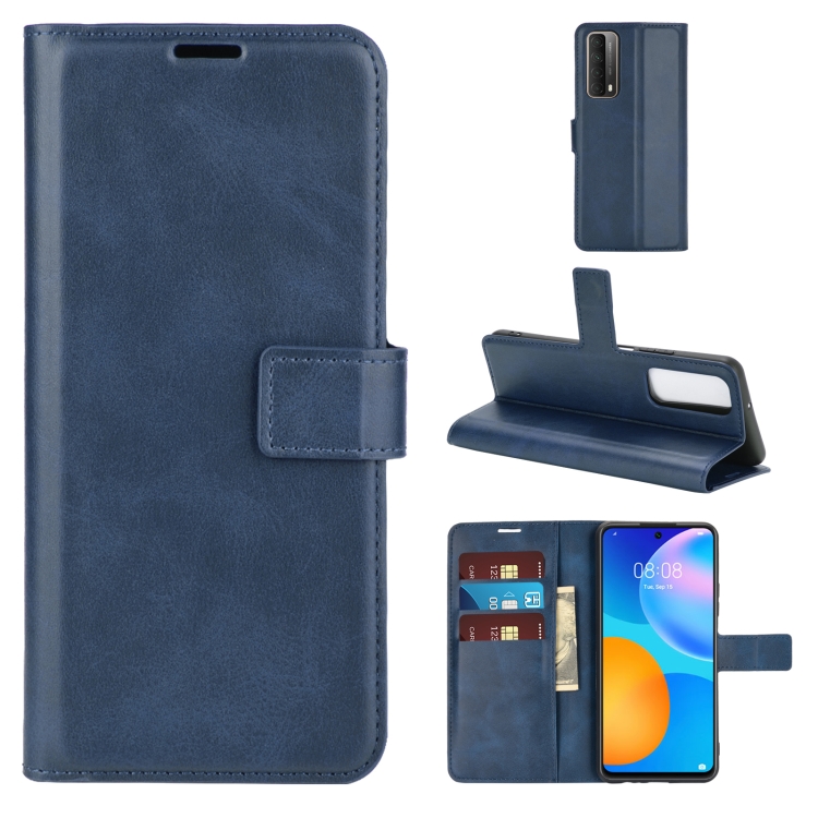 

Retro Calf Pattern Buckle Horizontal Flip Leather Case with Holder & Card Slots & Wallet For Huawei P Smart 2021/Y7A(Blue)