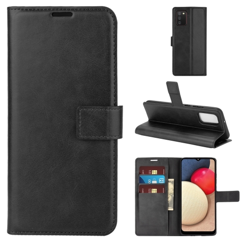 

For Samsung Galaxy A02S Retro Calf Pattern Buckle Horizontal Flip Leather Case with Holder & Card Slots & Wallet(Black)