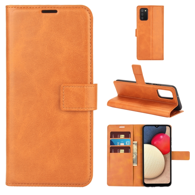 

For Samsung Galaxy A02S Retro Calf Pattern Buckle Horizontal Flip Leather Case with Holder & Card Slots & Wallet(Yellow)