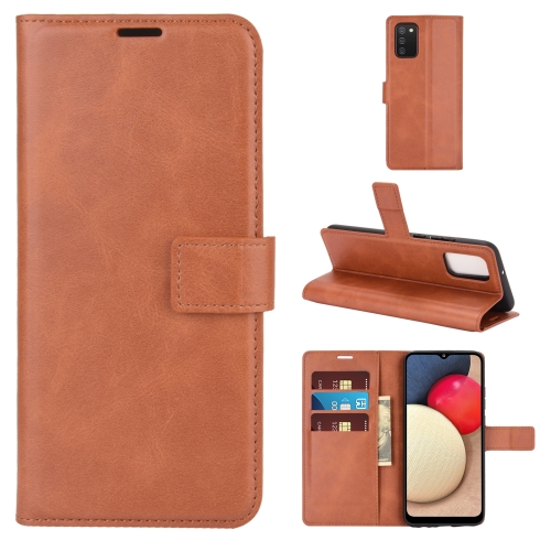 

For Samsung Galaxy A02S Retro Calf Pattern Buckle Horizontal Flip Leather Case with Holder & Card Slots & Wallet(Light Brown)