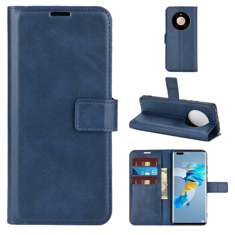 

For Huawei Mate 40 Pro Retro Calf Pattern Buckle Horizontal Flip Leather Case with Holder & Card Slots & Wallet(Blue)