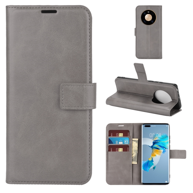 

For Huawei Mate 40 Pro Retro Calf Pattern Buckle Horizontal Flip Leather Case with Holder & Card Slots & Wallet(Grey)