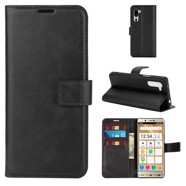

For Sharp Senior Retro Calf Pattern Buckle Horizontal Flip Leather Case with Holder & Card Slots & Wallet(Black)