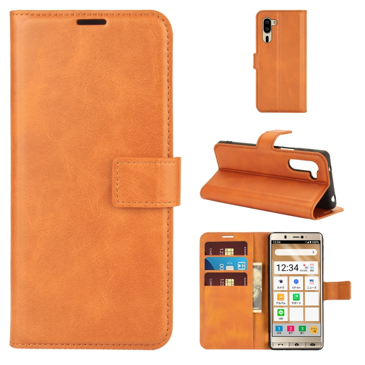 

For Sharp Senior Retro Calf Pattern Buckle Horizontal Flip Leather Case with Holder & Card Slots & Wallet(Yellow)