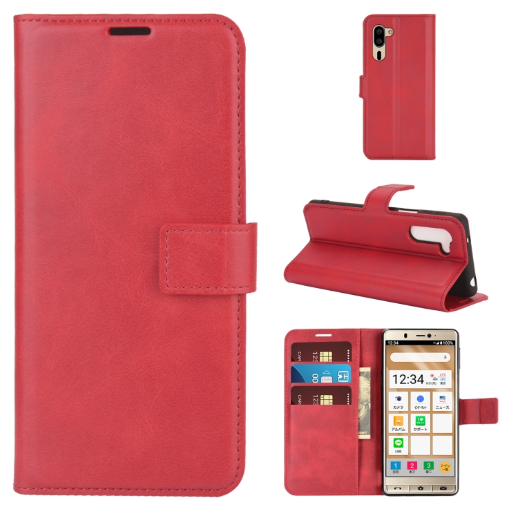 

For Sharp Senior Retro Calf Pattern Buckle Horizontal Flip Leather Case with Holder & Card Slots & Wallet(Red)