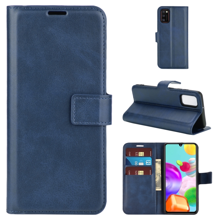 

For Samsung Galaxy A41(EU Version) Retro Calf Pattern Buckle Horizontal Flip Leather Case with Holder & Card Slots & Wallet(Blue)