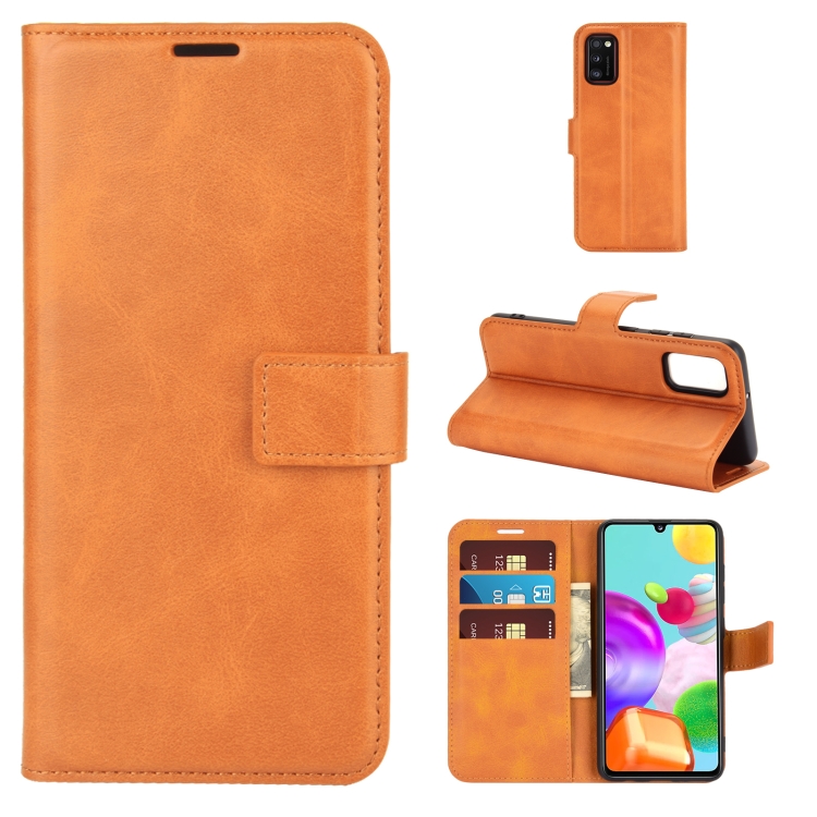 

For Samsung Galaxy A41(EU Version) Retro Calf Pattern Buckle Horizontal Flip Leather Case with Holder & Card Slots & Wallet(Yellow)