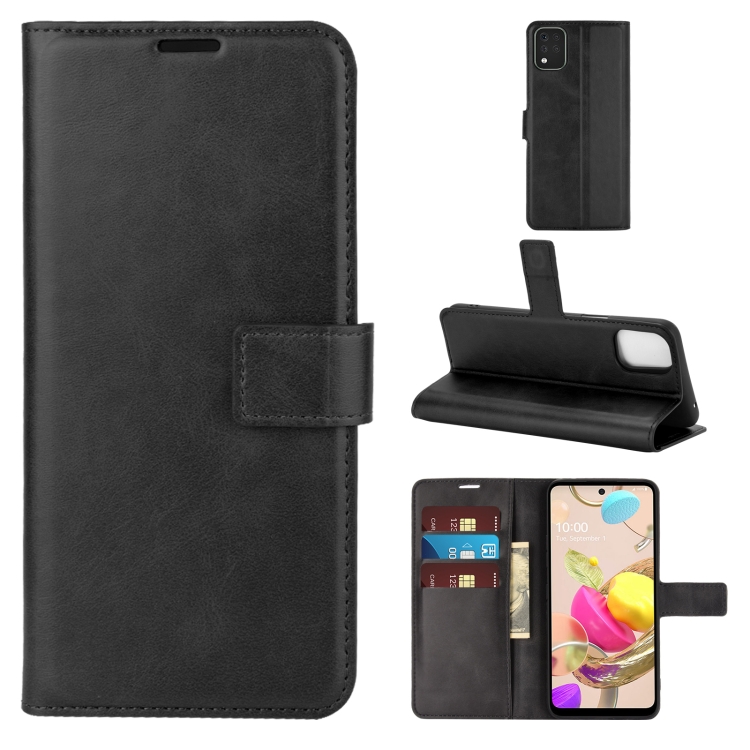 

For LG K42 Retro Calf Pattern Buckle Horizontal Flip Leather Case with Holder & Card Slots & Wallet(Black)