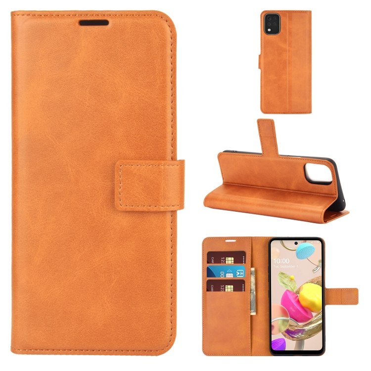 

For LG K42 Retro Calf Pattern Buckle Horizontal Flip Leather Case with Holder & Card Slots & Wallet(Yellow)