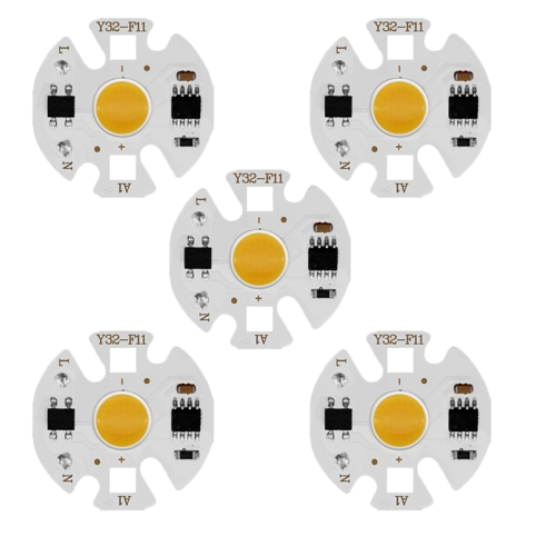 

5 PCS COB LED Light Chip AC 220V LED Bulb Light Intelligent IC Driver Bulb Light DIY Spotlight Downlight Chip Outdoor Flood Light(3W（warm white）)