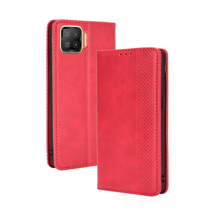 

For OPPO F17 / A73 2020 Magnetic Buckle Retro Crazy Horse Texture Horizontal Flip Leather Case with Holder & Card Slots & Photo Frame(Red)