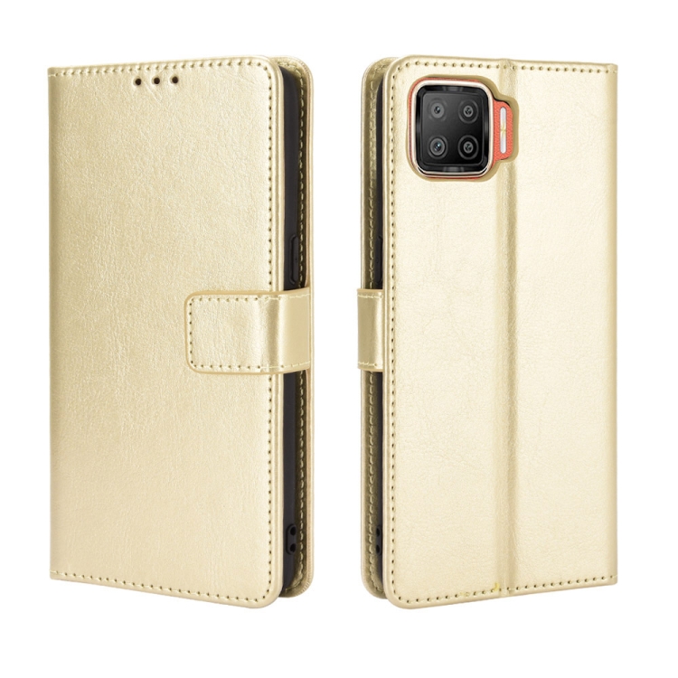 

For OPPO F17 / A73 2020 Retro Crazy Horse Texture Horizontal Flip Leather Case with Holder & Card Slots & Photo Frame(Gold)