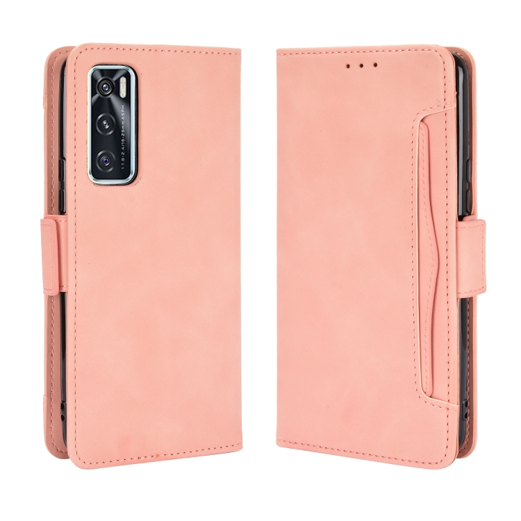 

For vivo V20 SE/Y70 2020 Wallet Style Skin Feel Calf Pattern Leather Case ，with Separate Card Slot(Pink)