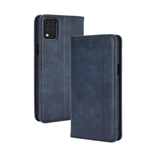 

For LG K42 Magnetic Buckle Retro Crazy Horse Texture Horizontal Flip Leather Case , with Holder & Card Slots & Photo Frame(Blue)