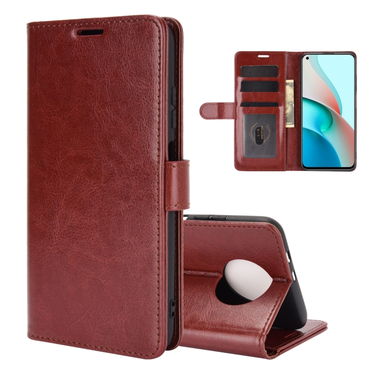 

For Xiaomi Redmi Note 9 5G China Version R64 Texture Single Horizontal Flip Protective Case with Holder & Card Slots & Wallet& Photo Frame(Brown)