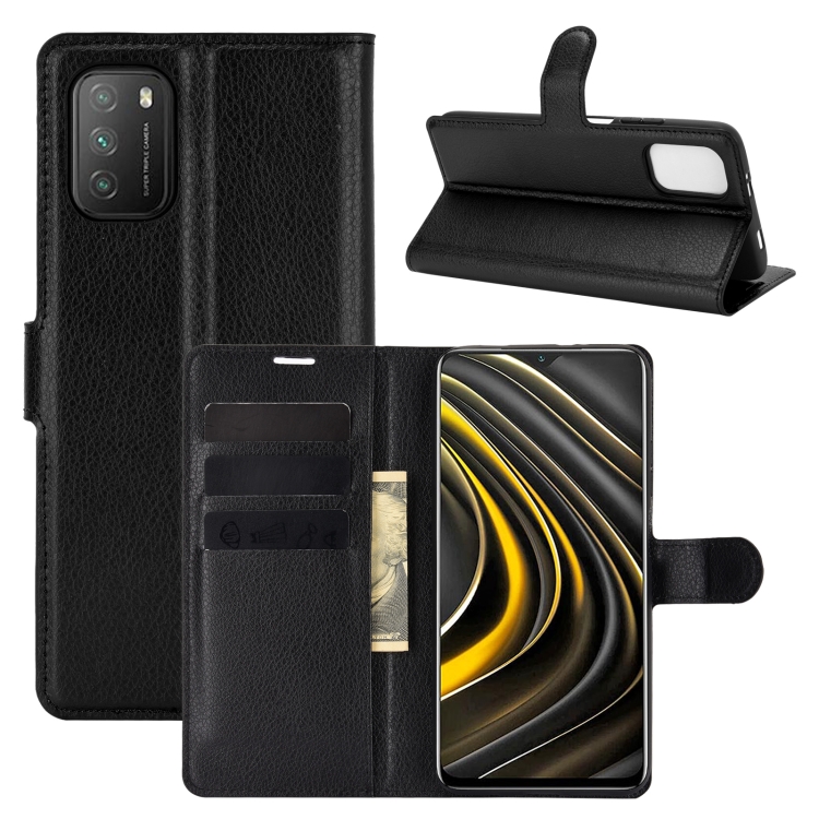 

For Xiaomi Poco M3 Litchi Texture Horizontal Flip Protective Case with Holder & Card Slots & Wallet(Black)